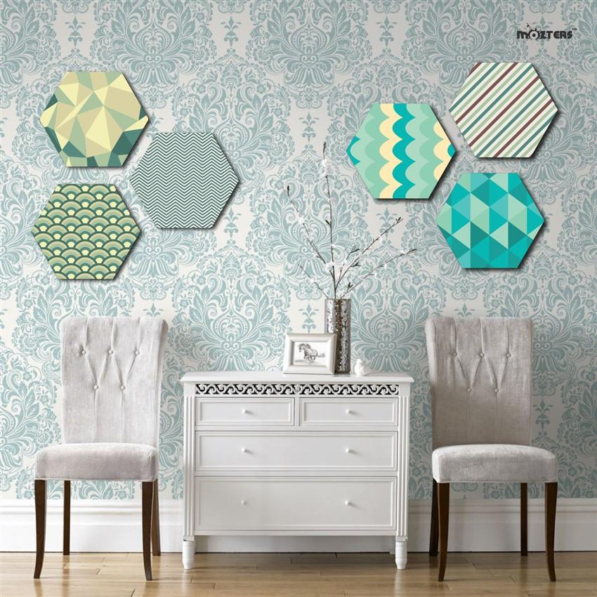 1-a Abstract Pattern Marble Art Hexter Set of 6 - Image 1
