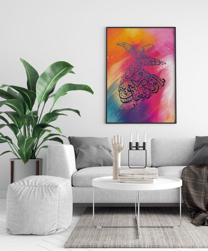 Colorful-Sufi-Art-with-Rumi-Poetry Colorful Sufi Art with Rumi Poetry - Single Canvas - Artavia - Image 1