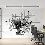 Tech Face Circuit Black Wall Decal
