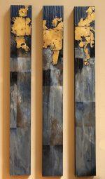 Tall Skinny Canvas Panels - 6"x48" - Gold Metal Leaf Art - Image 2