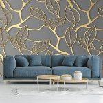 3D leaf metallic wallpaper