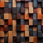 Colorful abstract geometric wooden wallpaper
