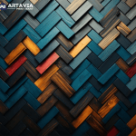 Multicolor Herringbone Wood Wallpaper