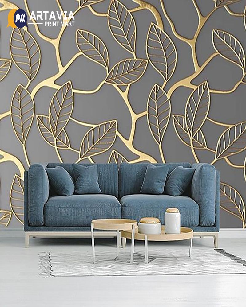 artavia (5) Golden Leaf Pattern Wallpaper - Image 1
