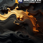 3d Wavy Abstract Black and Yellow wallpaper