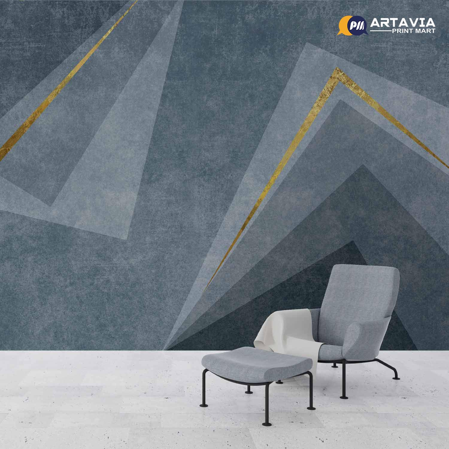 wallpaper artavia print mart 3D Flex Blue Geometric Art Wallpaper
