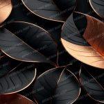 3d black and golden leave pattern wallpaper