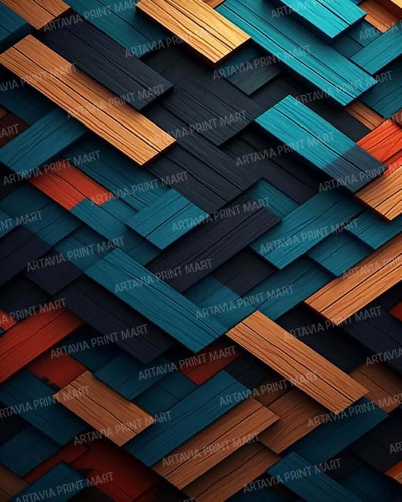artavia 3d colourful wooden planks wallpaper - Image 1