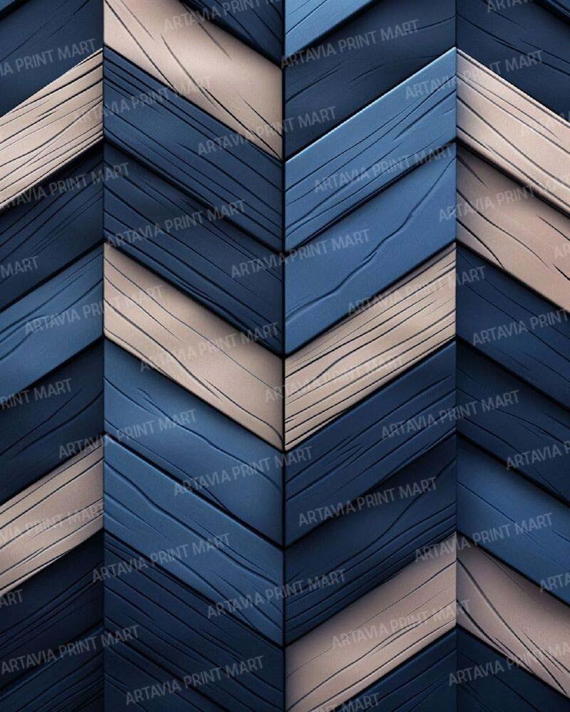 artavia 3d blue herringbone pattern wallpaper - Image 1