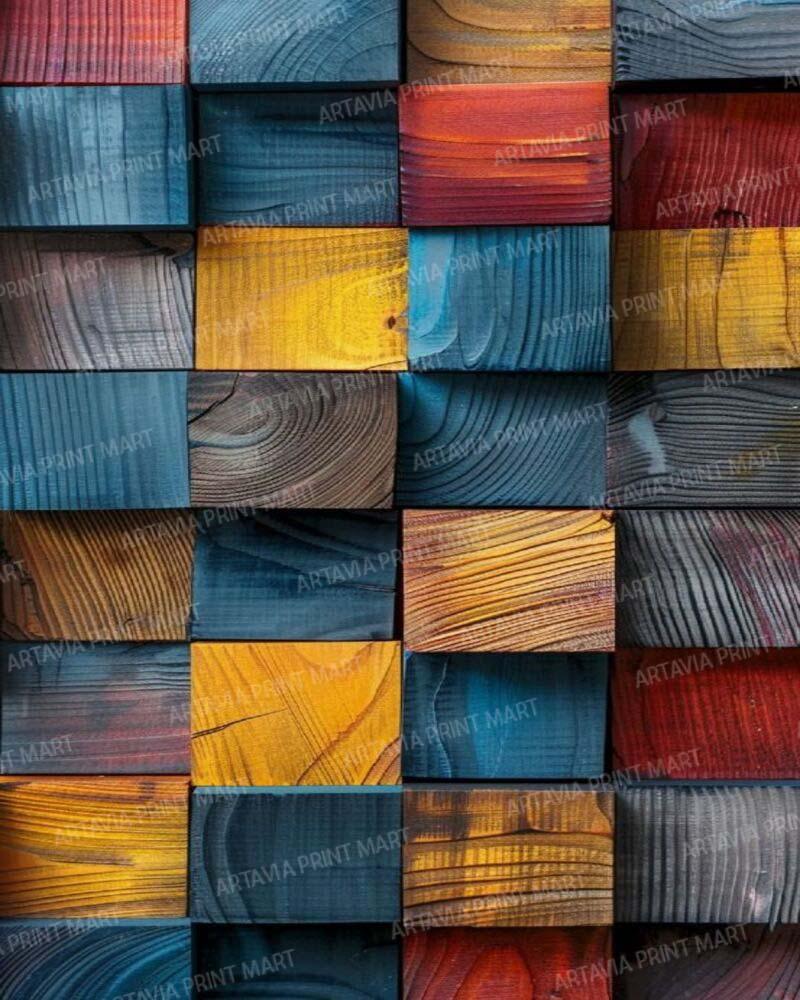 artavia 3d colorfull wooden blocks wallpaper - Image 1