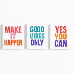 Bold Vibes – 3 Piece Motivational Canvas Frame Set